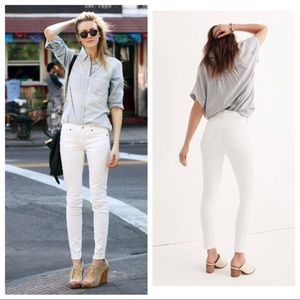NWT Madewell Mid-Rise Skinny Skinny Ankle Jeans Pure White Sz. 28